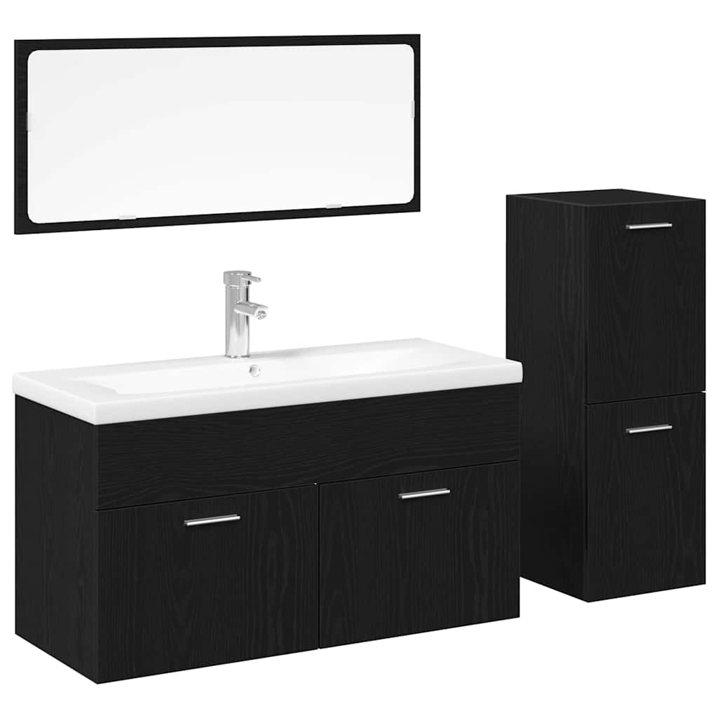 Bathroom Furniture Set 4 pcs Black Oak 90 x 38.5 x 50 cm