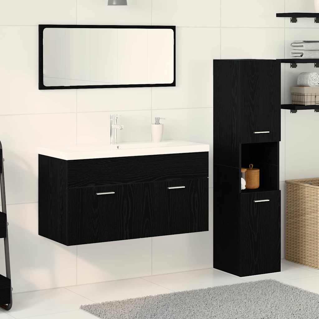 Bathroom Furniture Set 4 pcs Black Oak 90 x 38.5 x 46 cm