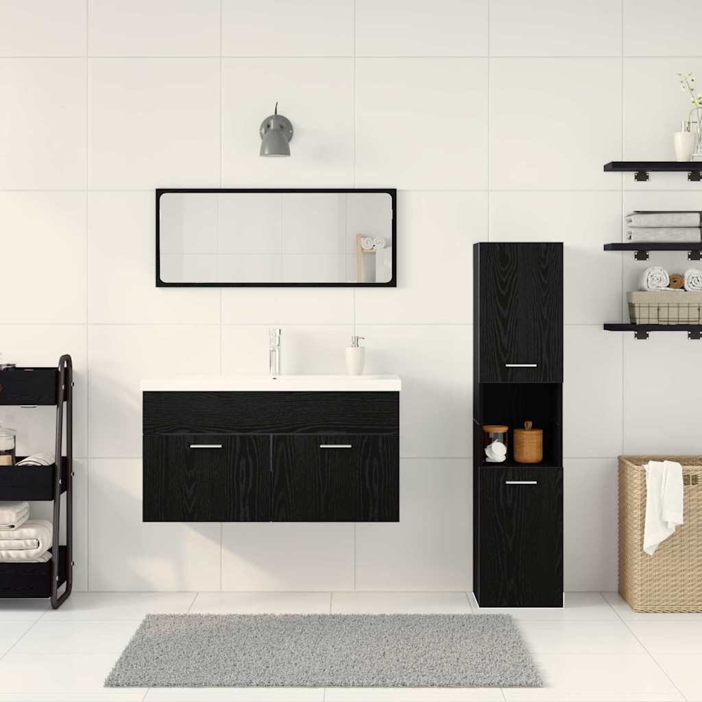 Bathroom Furniture Set 4 pcs Black Oak 90 x 38.5 x 46 cm