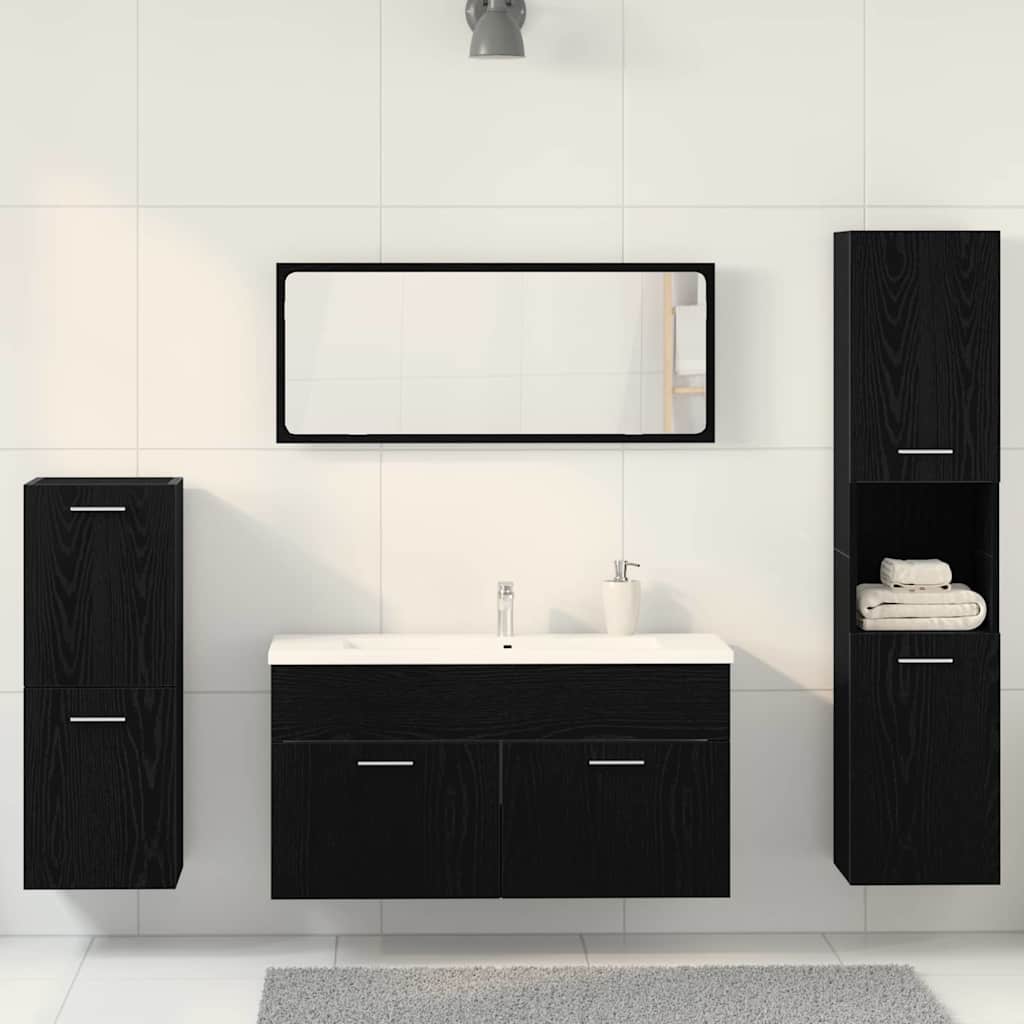 Bathroom Furniture Set 4 pcs Black Oak 30 x 30 x 130 cm