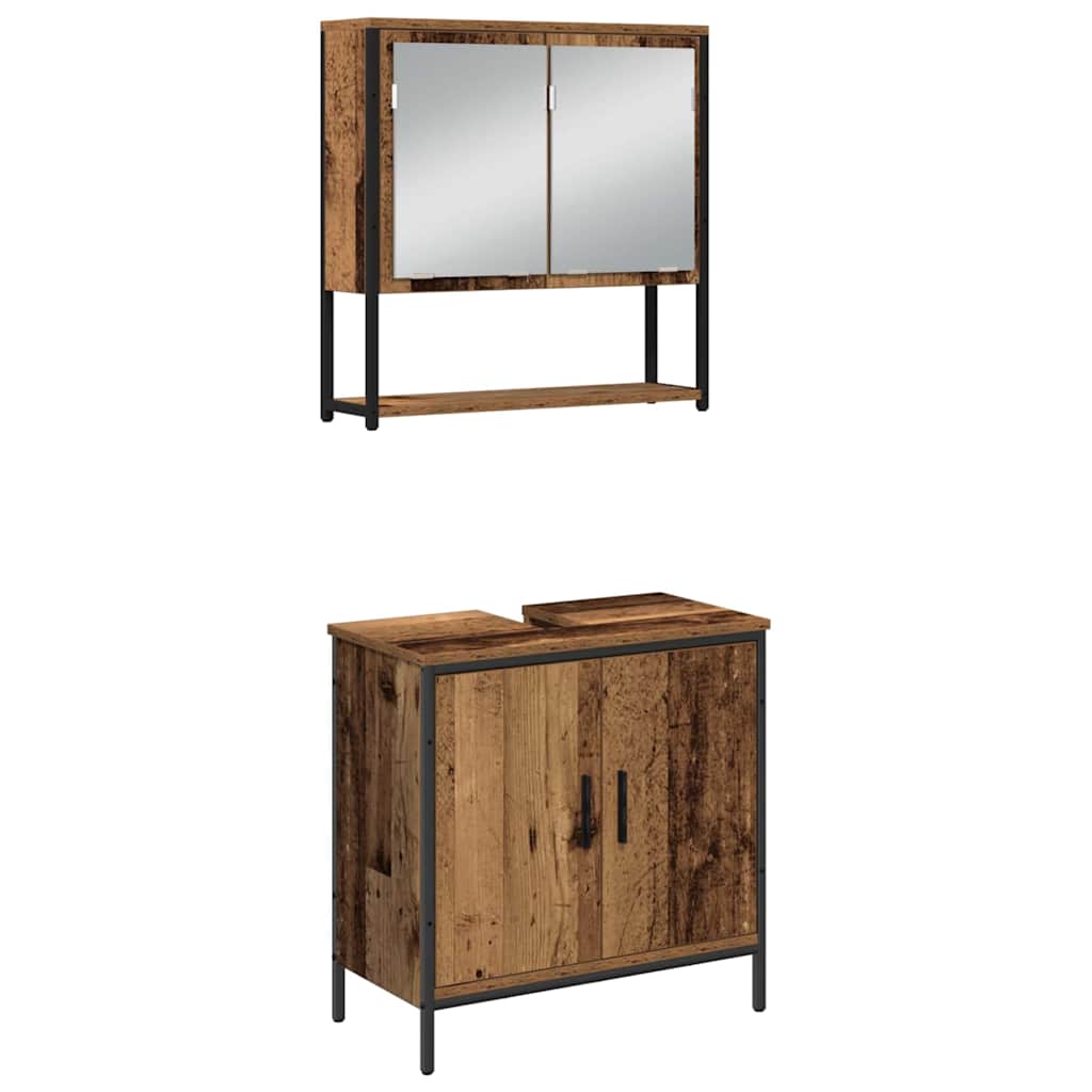 Bathroom Furniture Set with Door 3 pcs Brown 33 x 33 x 102.5 cm