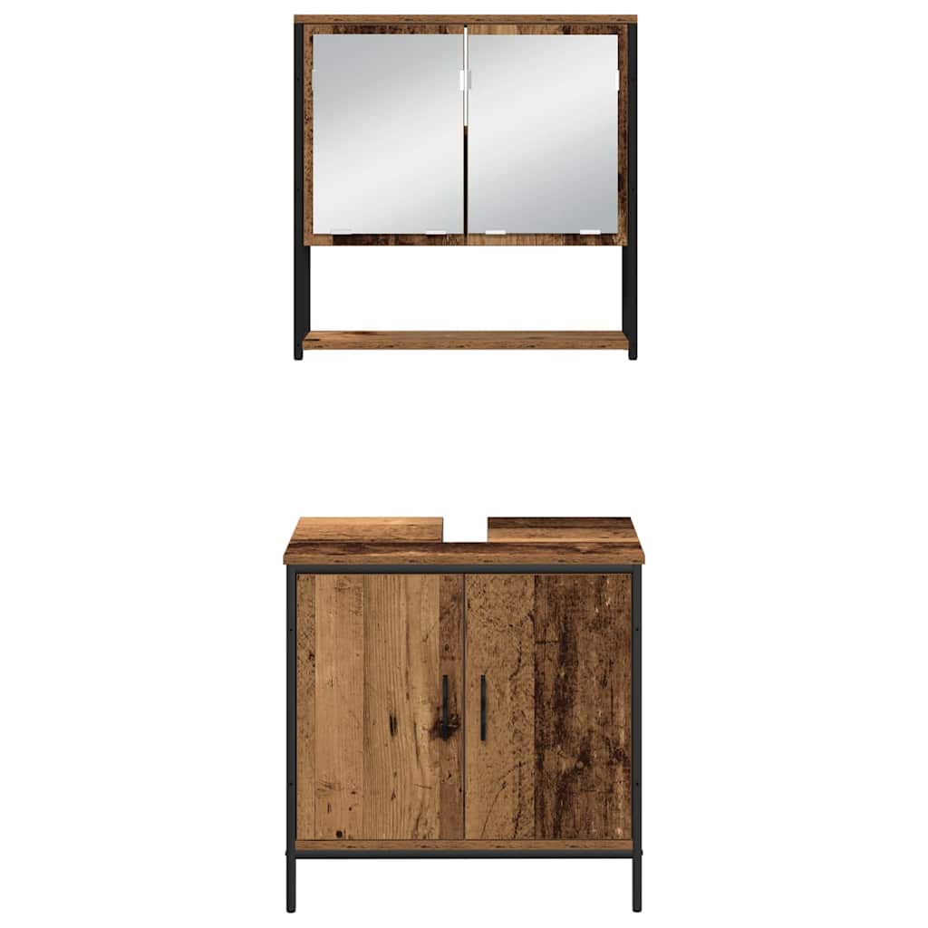 Bathroom Furniture Set with Door 3 pcs Brown 33 x 33 x 102.5 cm