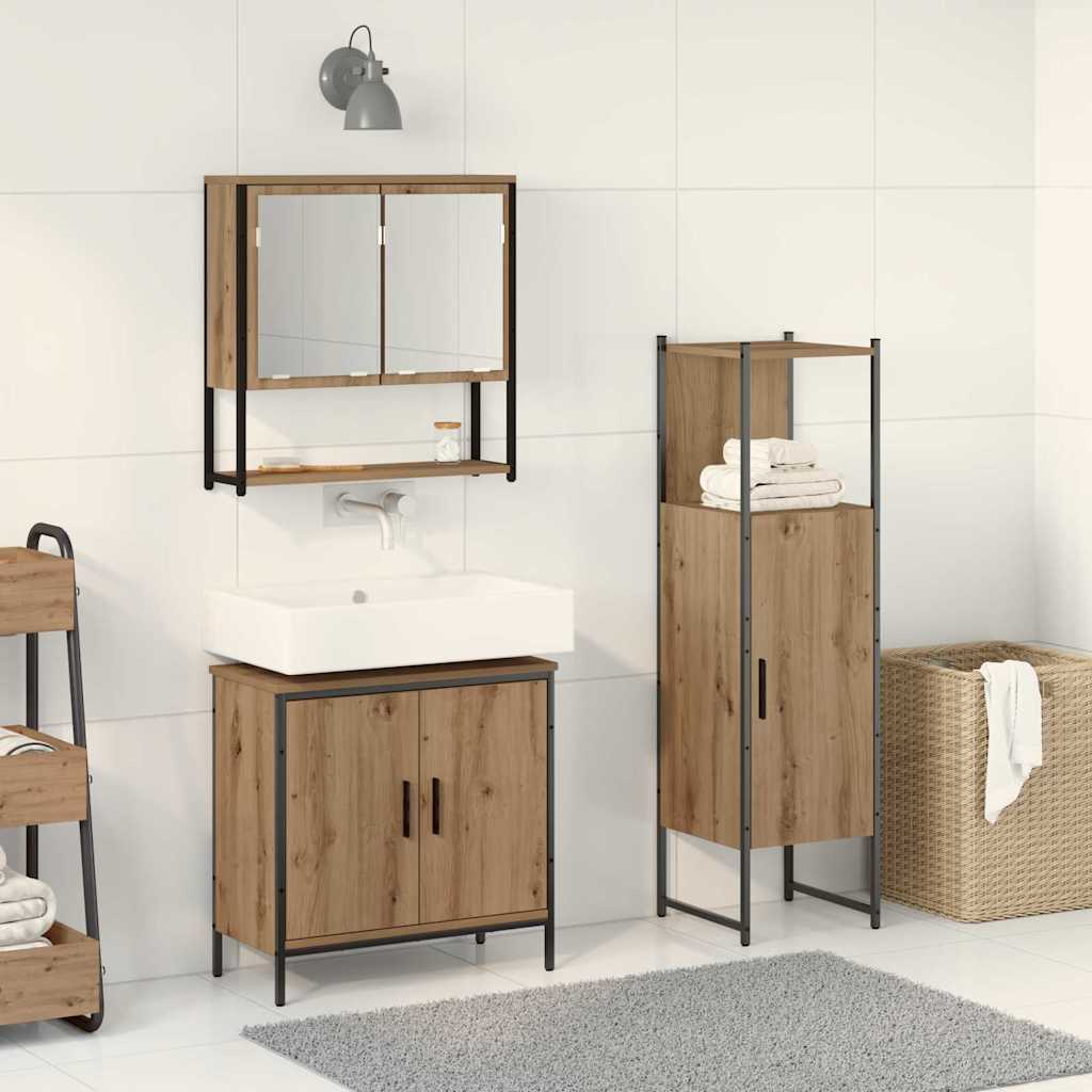 Bathroom Furniture Set with Door 3 pcs Brown 33 x 33 x 102.5 cm