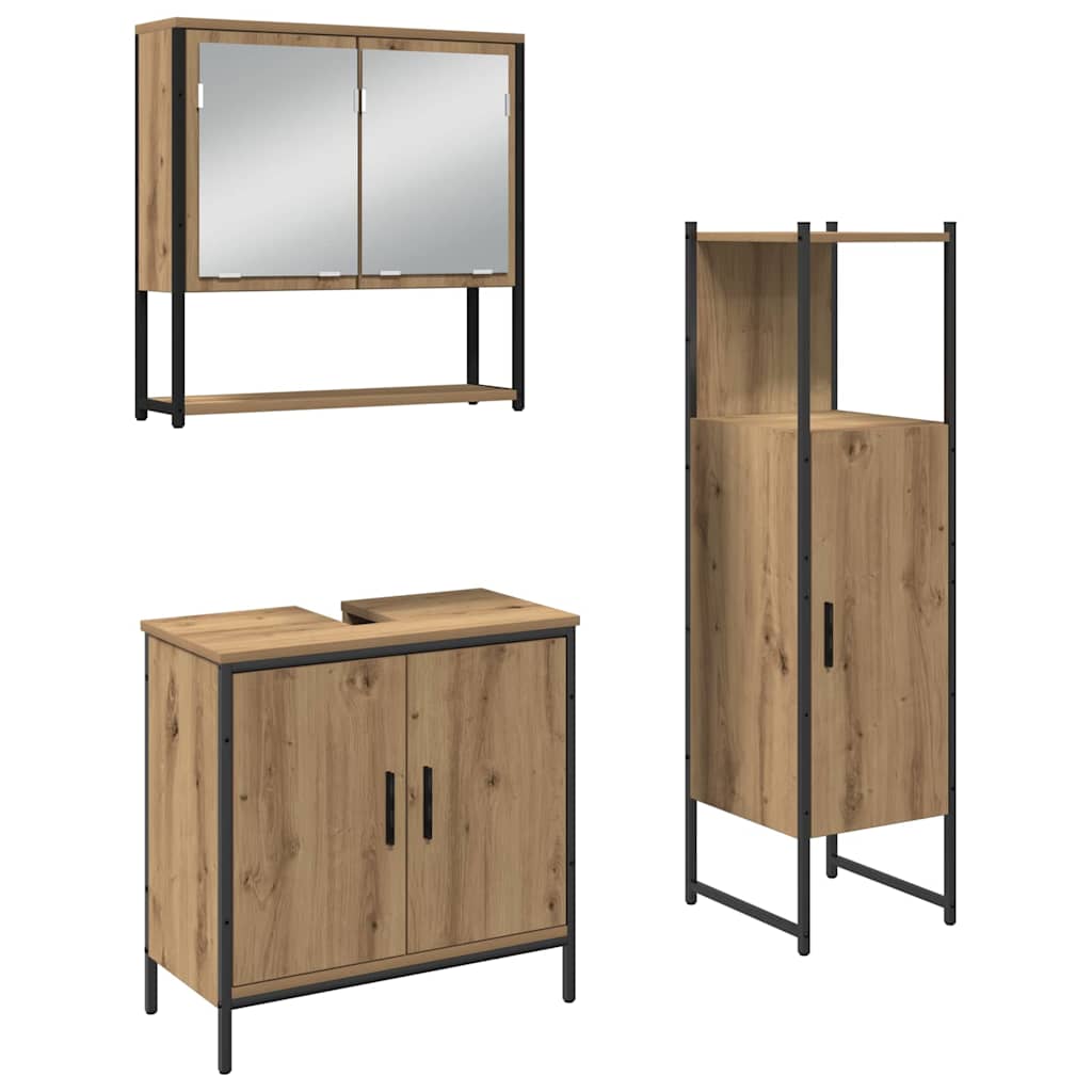 Bathroom Furniture Set with Door 3 pcs Brown 33 x 33 x 102.5 cm