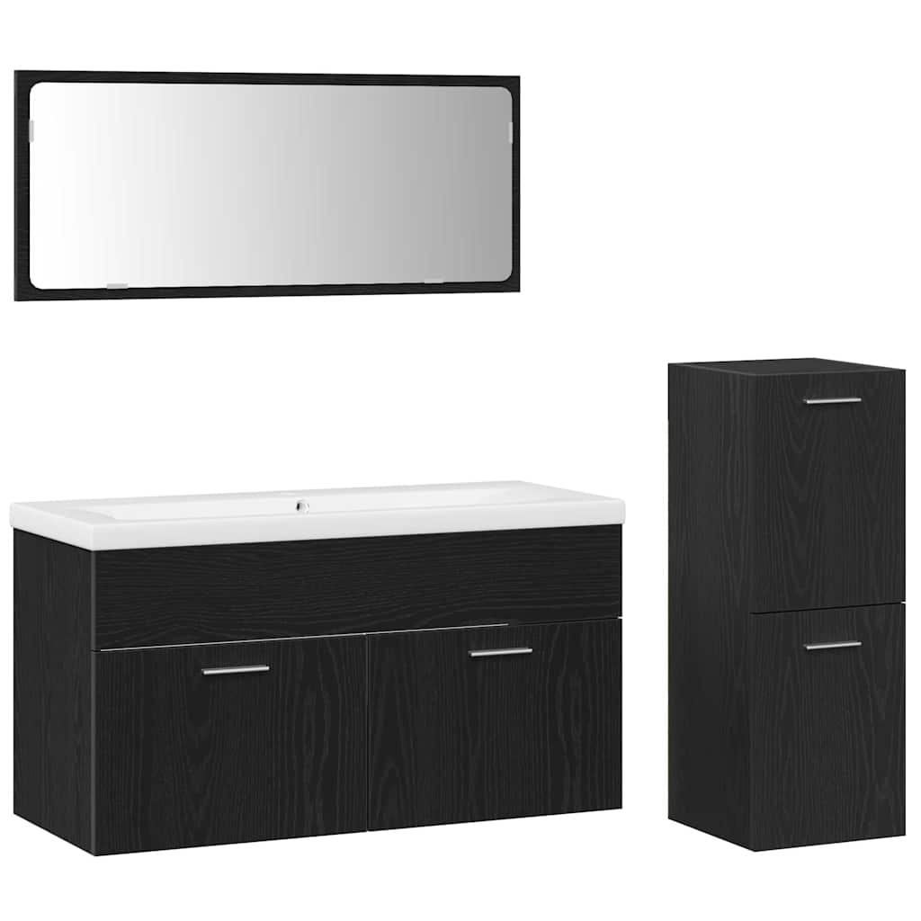 Bathroom Furniture Set 4 pcs Black Oak 91 x 39.5 x 46 cm