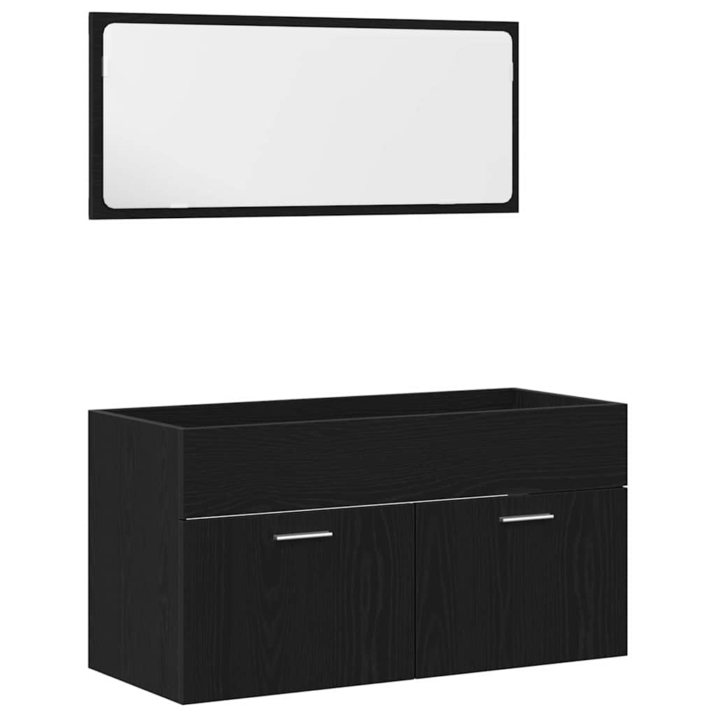Bathroom Furniture Set 4 pcs Black Oak 91 x 39.5 x 46 cm