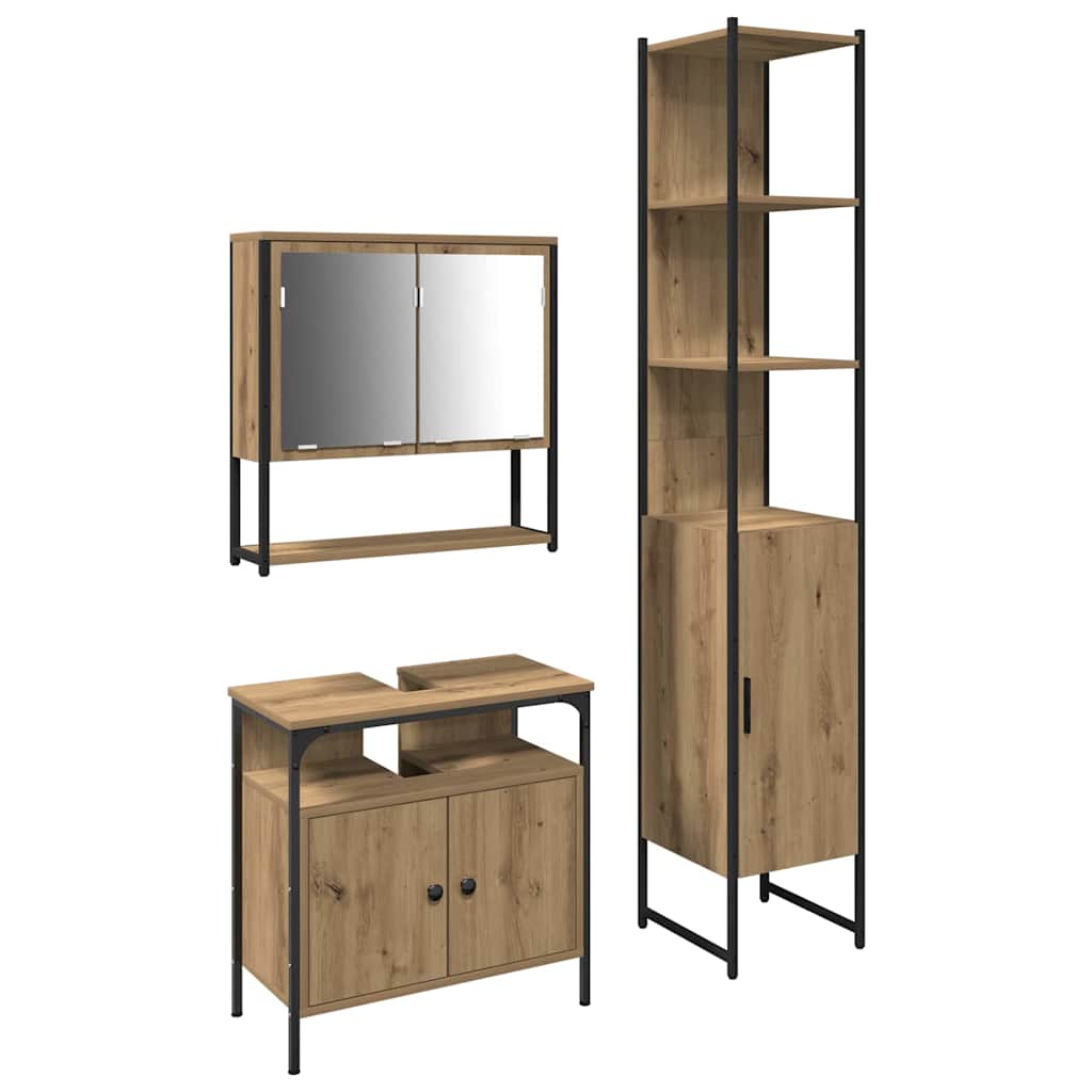 Bathroom Furniture Set 3 pcs Artisan oak 33 x 33 x 185.5 cm