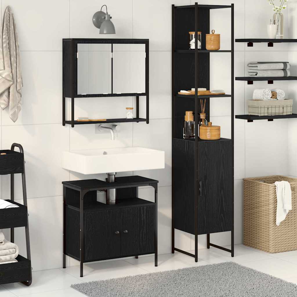Bathroom Furniture Set Other 3 pcs Black oak 33 x 33 x 185.5 cm