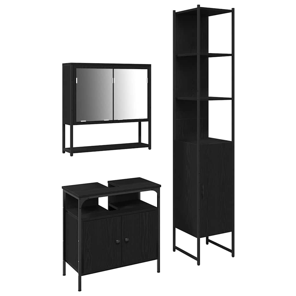 Bathroom Furniture Set Other 3 pcs Black oak 33 x 33 x 185.5 cm