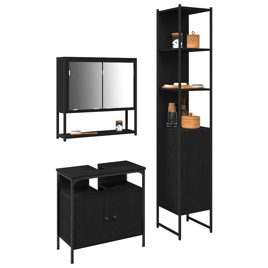 Bathroom Furniture Set Other 3 pcs Black oak 33 x 33 x 185.5 cm