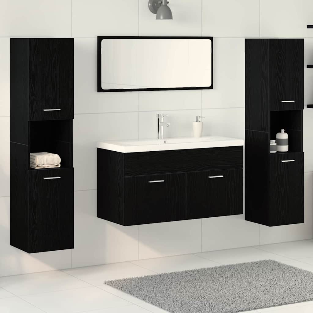 Bathroom Furniture Set 5 pcs Black Oak 30 x 30 x 130 cm