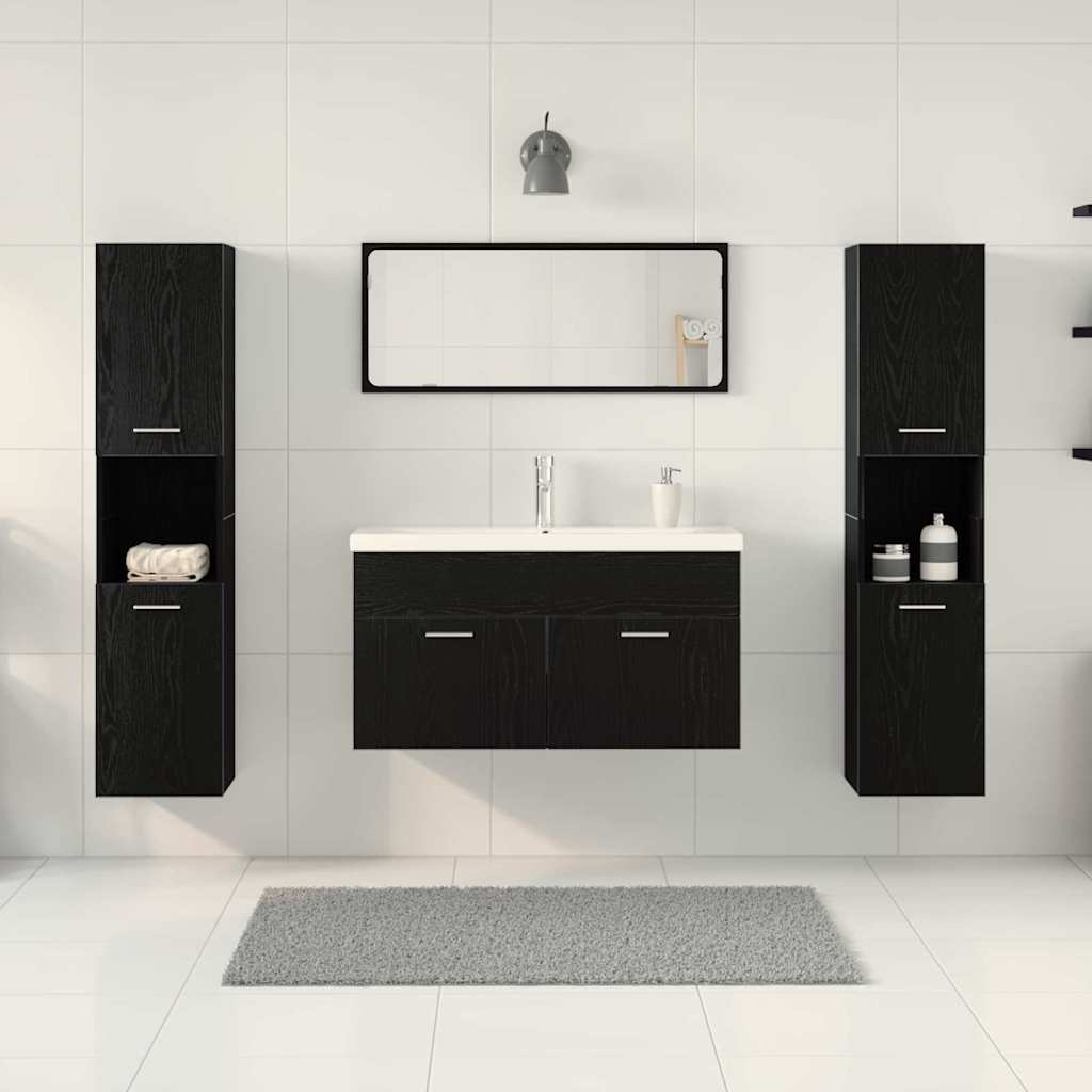 Bathroom Furniture Set 5 pcs Black Oak 30 x 30 x 130 cm