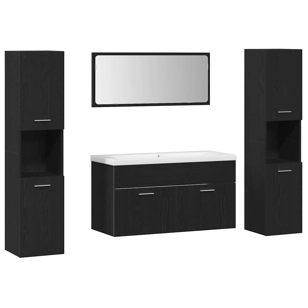 Bathroom Furniture Set 5 pcs Black Oak 30 x 30 x 130 cm
