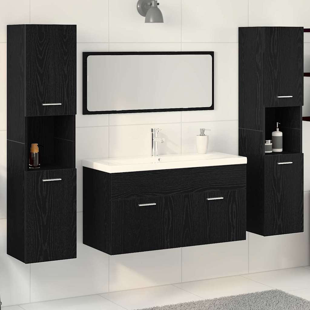 Bathroom Furniture Set 4 pcs Black Oak 30 x 30 x 130 cm