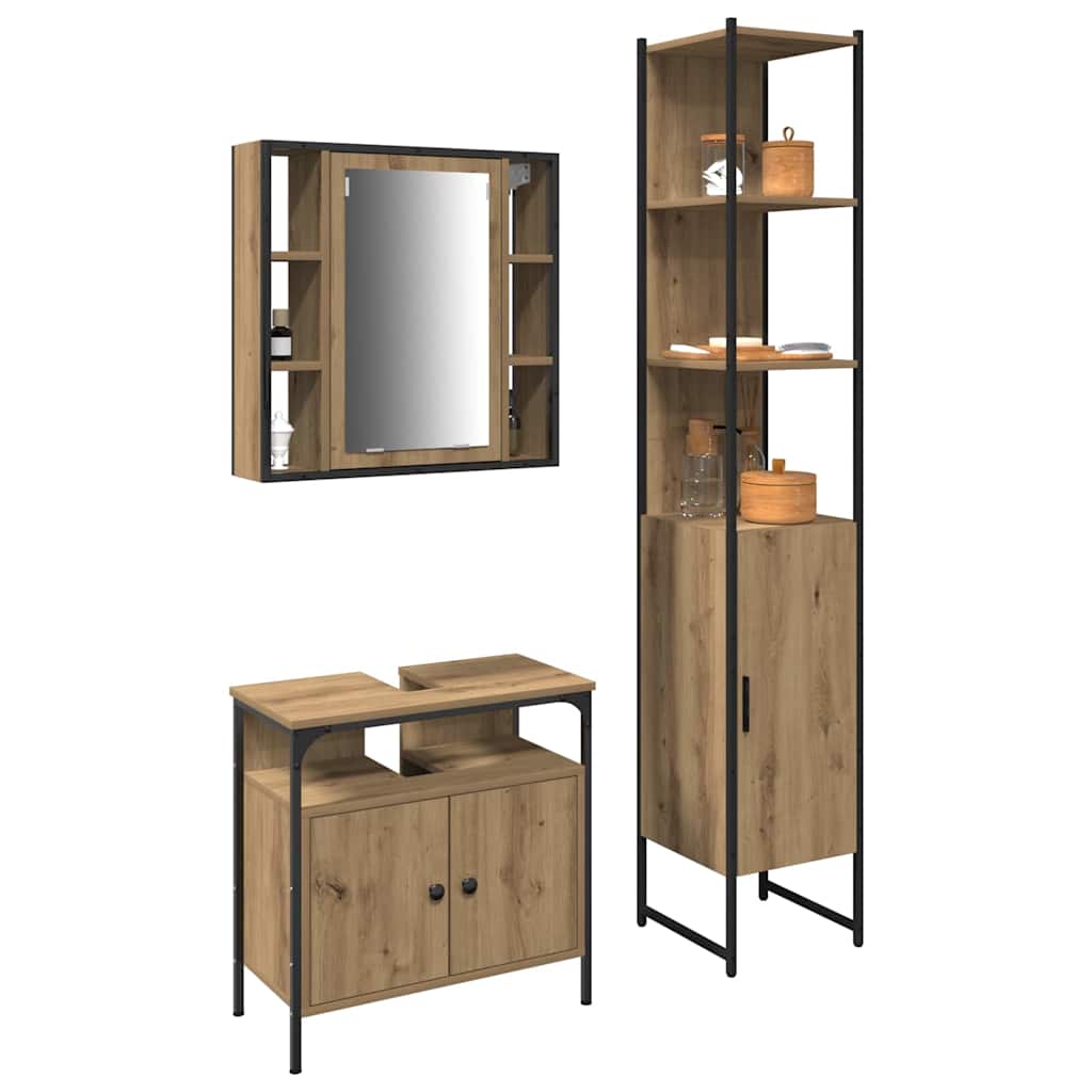 Bathroom Cabinet Set Other 3 pcs Artisan oak 33 x 33 x 185.5 cm