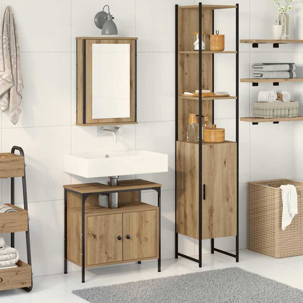 Bathroom Furniture Set 3 pcs Artisan oak 33 x 33 x 185.5 cm