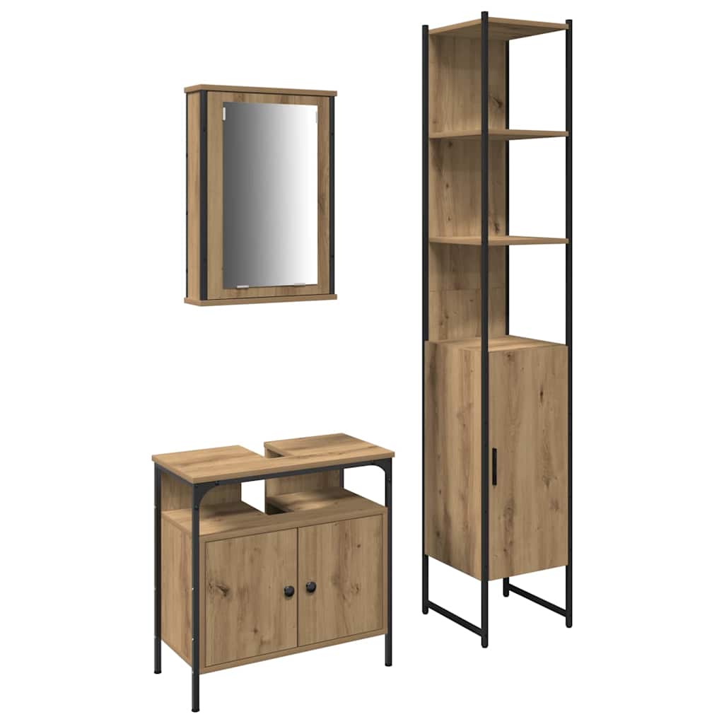 Bathroom Furniture Set 3 pcs Artisan oak 33 x 33 x 185.5 cm