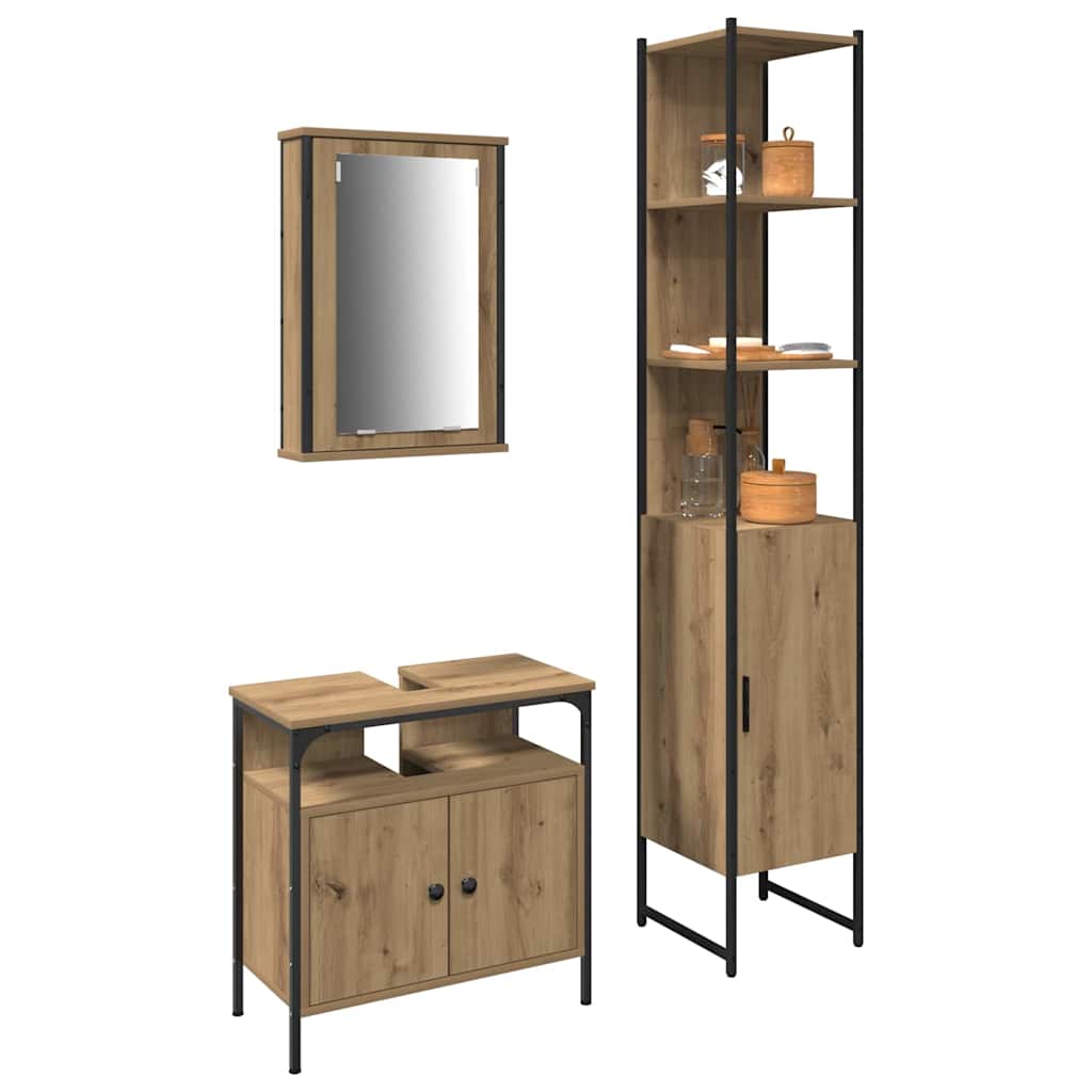 Bathroom Furniture Set 3 pcs Artisan oak 33 x 33 x 185.5 cm