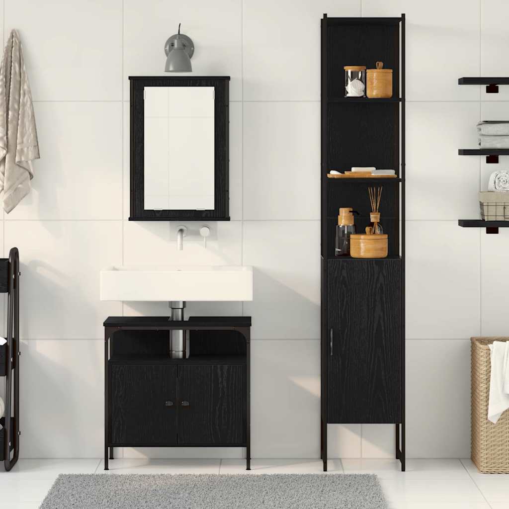 Bathroom Furniture Set 3 pcs Black oak 33 x 33 x 185.5 cm