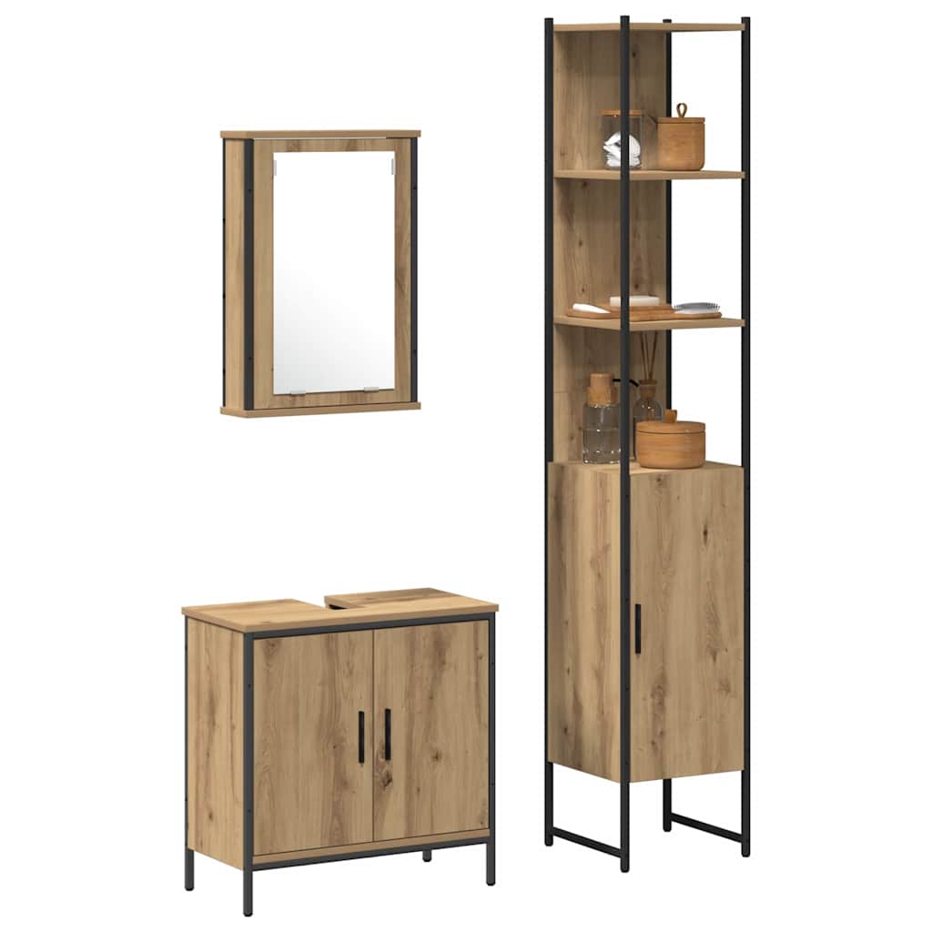 Bathroom Furniture Set with Door 3 pcs Brown 33 x 33 x 185.5 cm