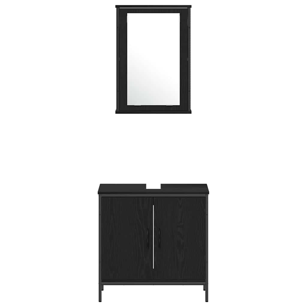 Bathroom Furniture Set with Door 3 pcs Black 33 x 33 x 185.5 cm