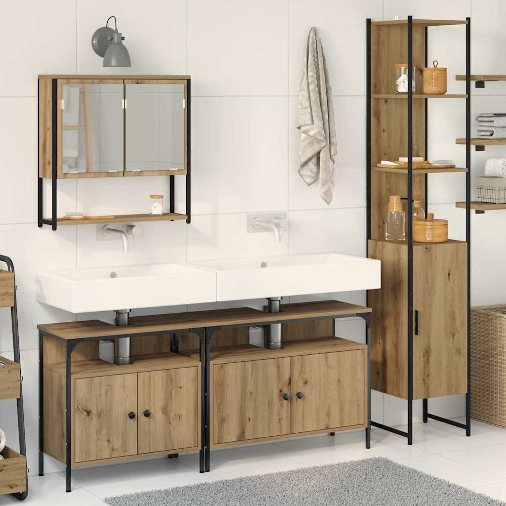 Bathroom Furniture Set 4 pcs Artisan oak 33 x 33 x 185.5 cm