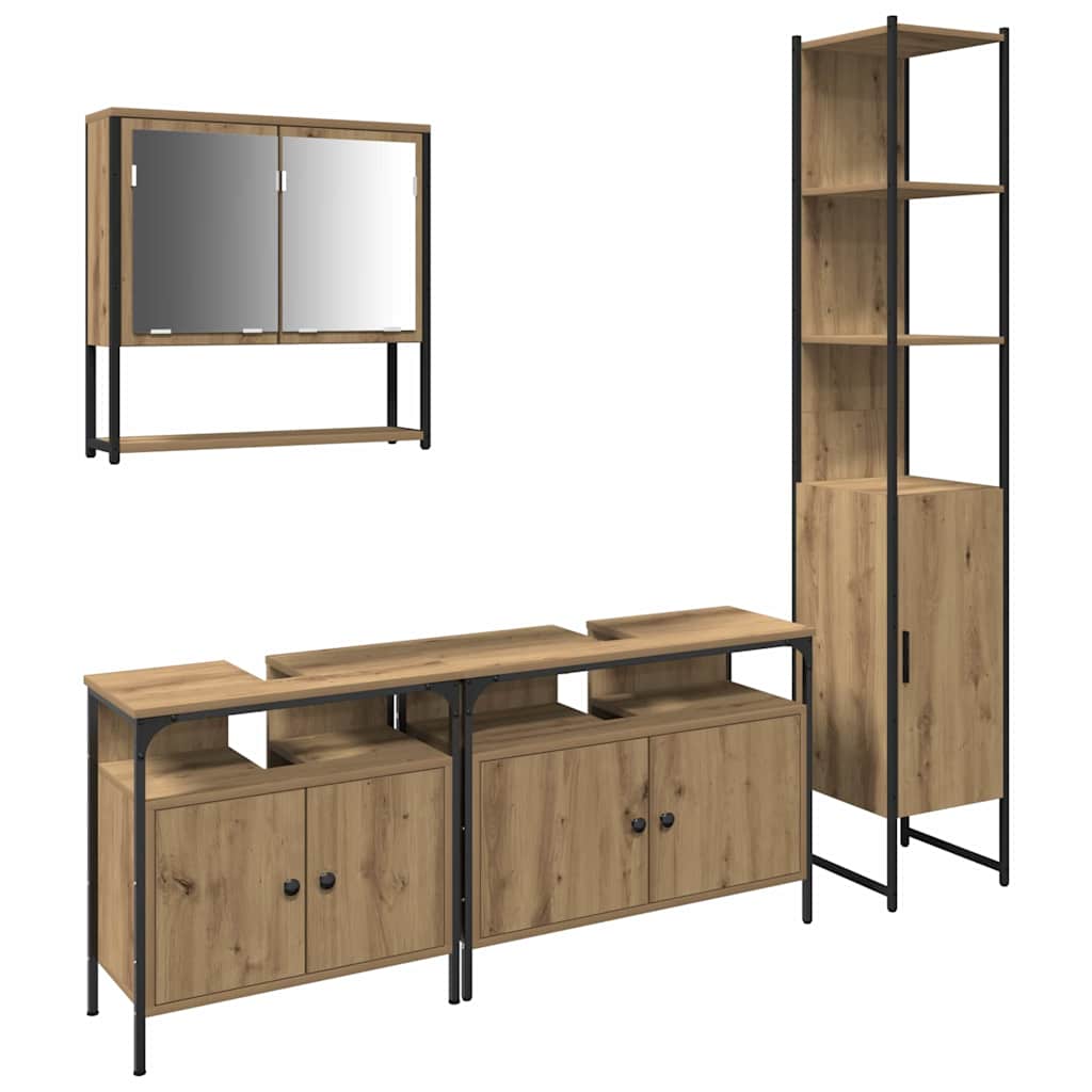 Bathroom Furniture Set 4 pcs Artisan oak 33 x 33 x 185.5 cm