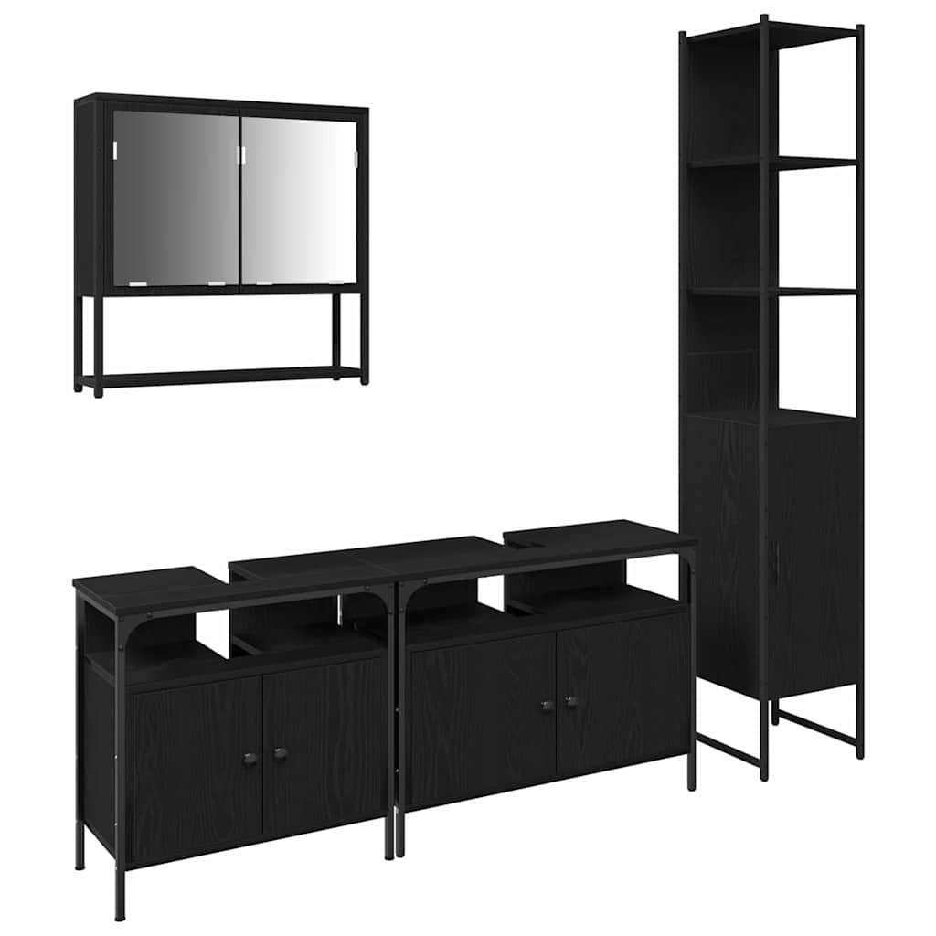 Bathroom Furniture Set 4 pcs Black oak 33 x 33 x 185.5 cm