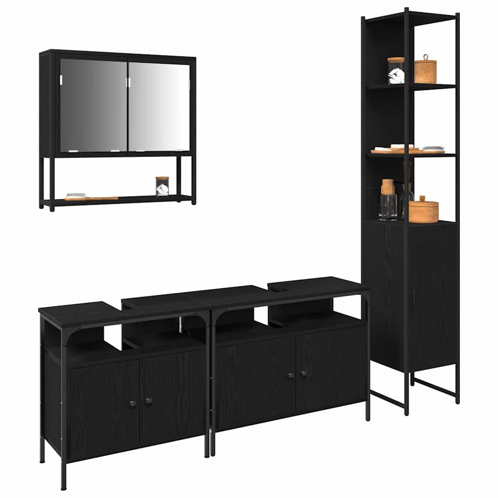 Bathroom Furniture Set 4 pcs Black oak 33 x 33 x 185.5 cm