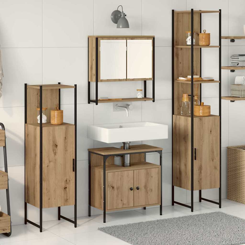 Bathroom Furniture Set 4 pcs Artisan oak 33 x 33 x 185.5 cm