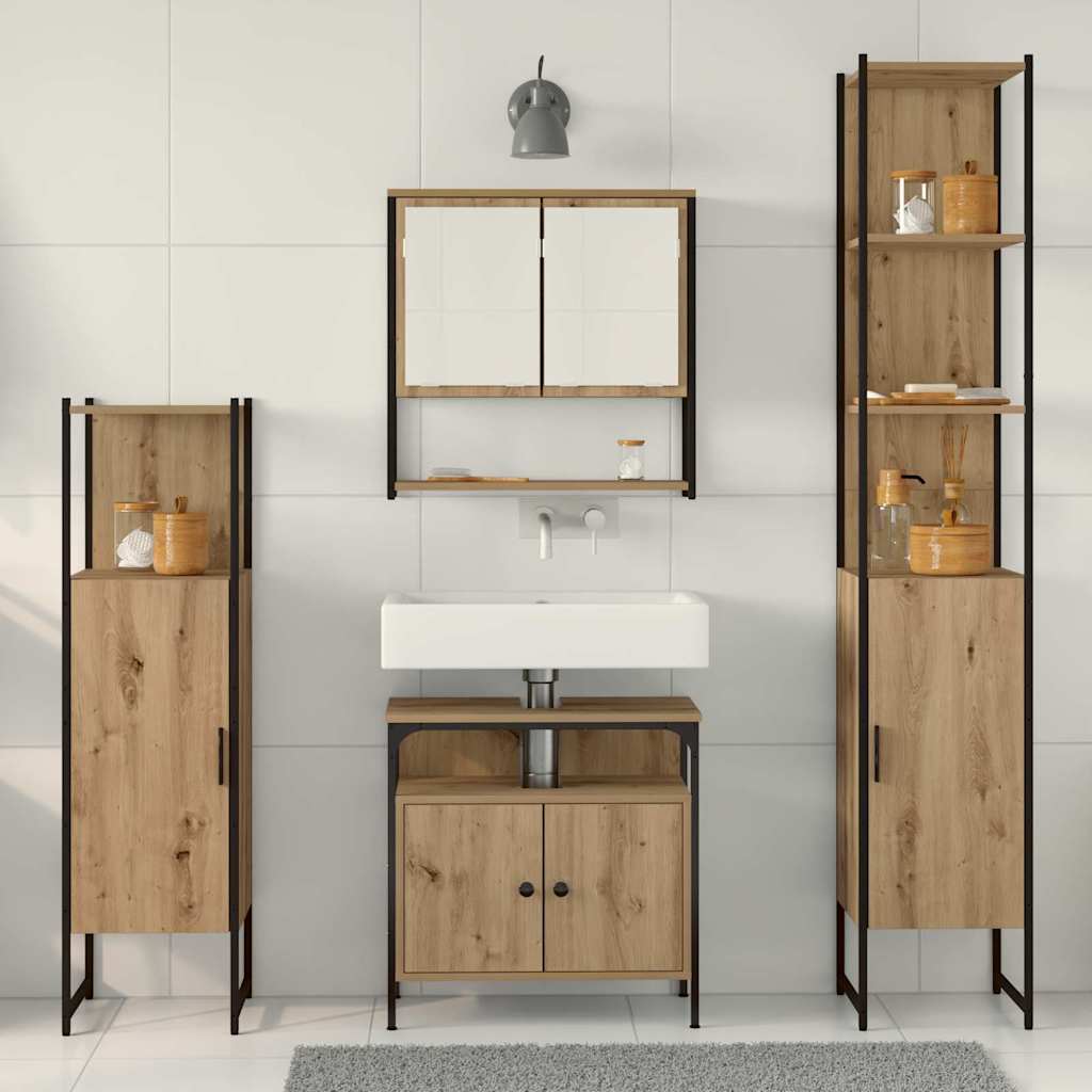 Bathroom Furniture Set 4 pcs Artisan oak 33 x 33 x 185.5 cm