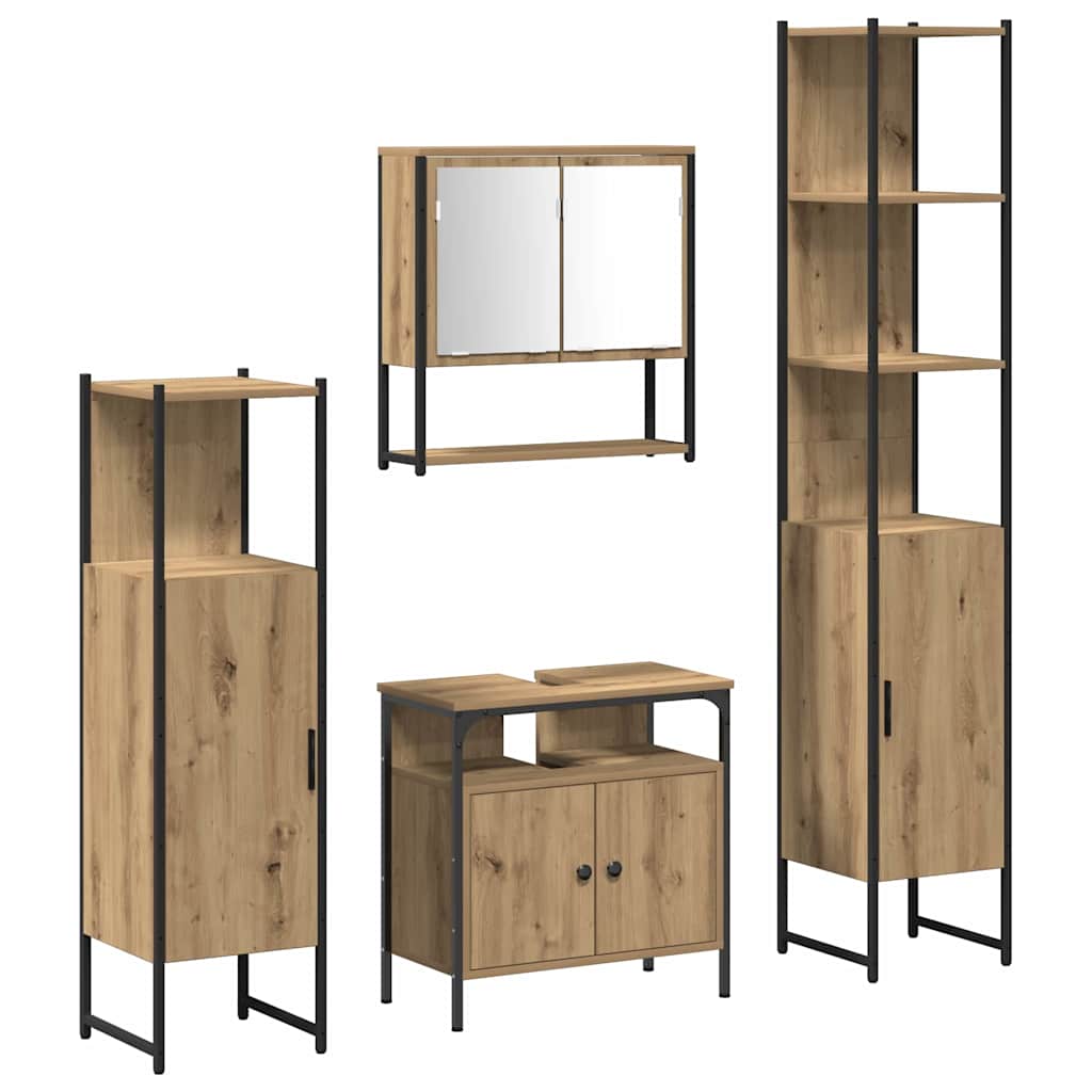 Bathroom Furniture Set 4 pcs Artisan oak 33 x 33 x 185.5 cm