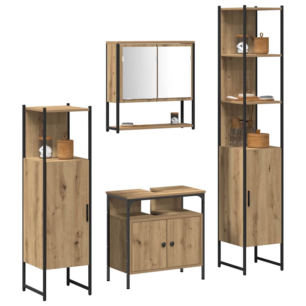Bathroom Furniture Set 4 pcs Artisan oak 33 x 33 x 185.5 cm