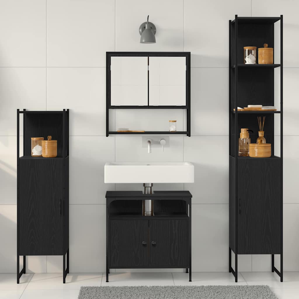 Bathroom Furniture Set 4 pcs Black oak 33 x 33 x 185.5 cm
