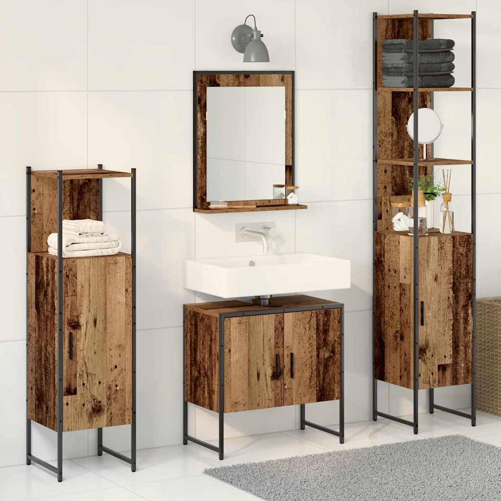 Bathroom Furniture Set with Door 4 pcs Brown 33 x 33 x 185.5 cm