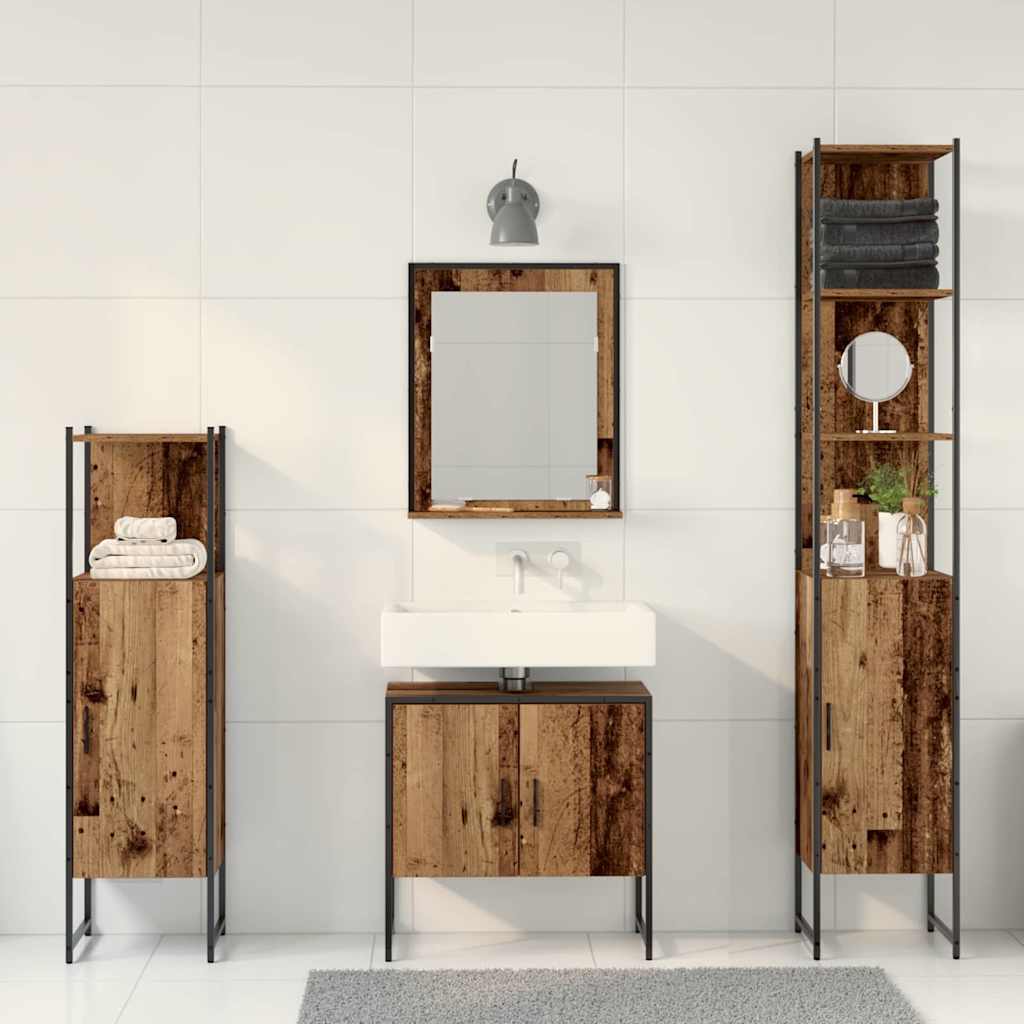 Bathroom Furniture Set with Door 4 pcs Brown 33 x 33 x 185.5 cm