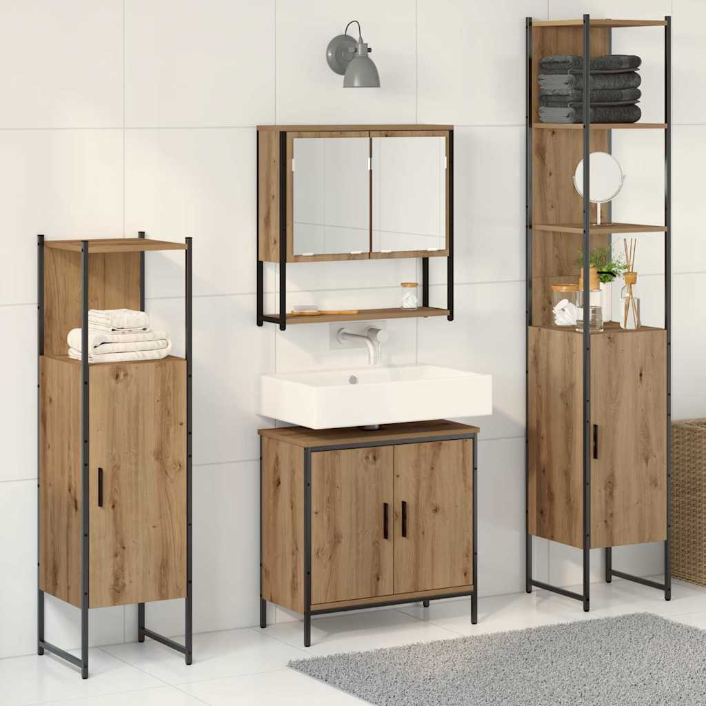 Bathroom Furniture Set with Door 4 pcs Brown 33 x 33 x 185.5 cm