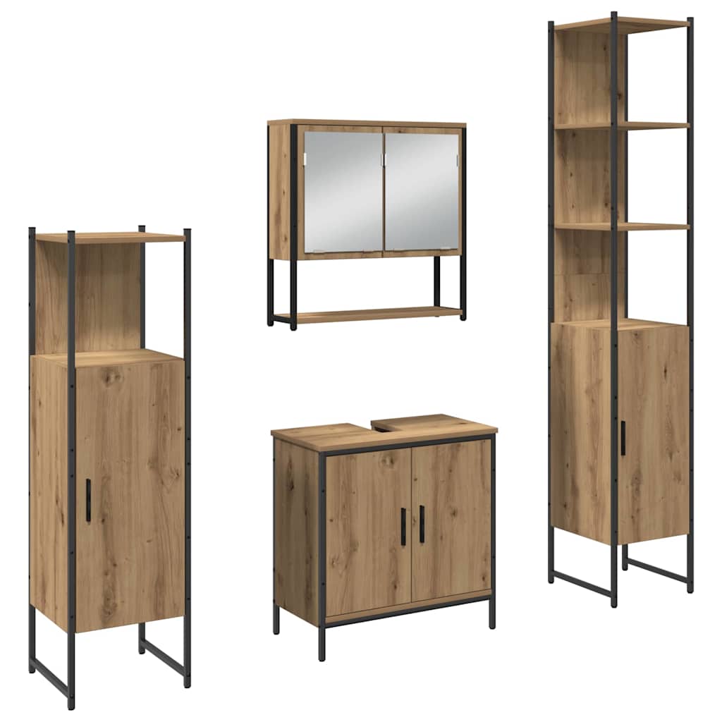 Bathroom Furniture Set with Door 4 pcs Brown 33 x 33 x 185.5 cm