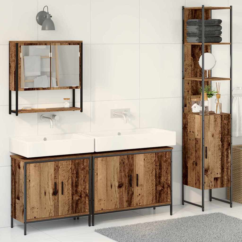 Bathroom Furniture Set with Door 4 pcs Brown 33 x 33 x 185.5 cm