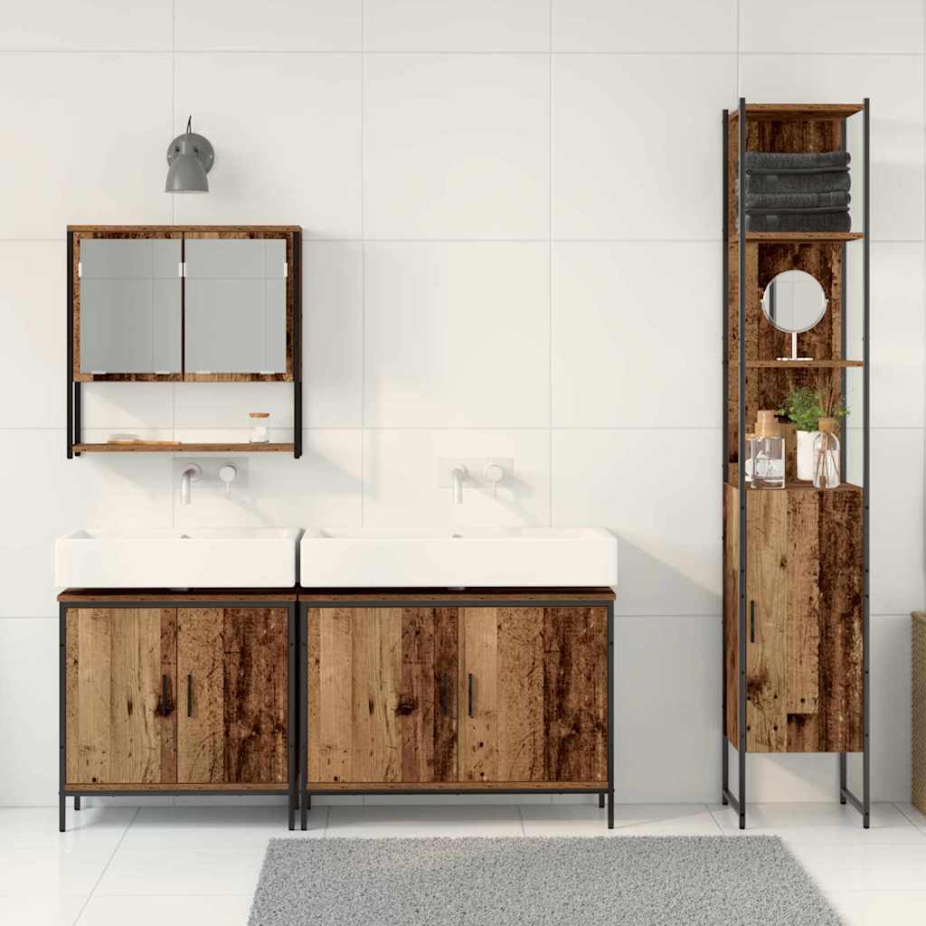Bathroom Furniture Set with Door 4 pcs Brown 33 x 33 x 185.5 cm