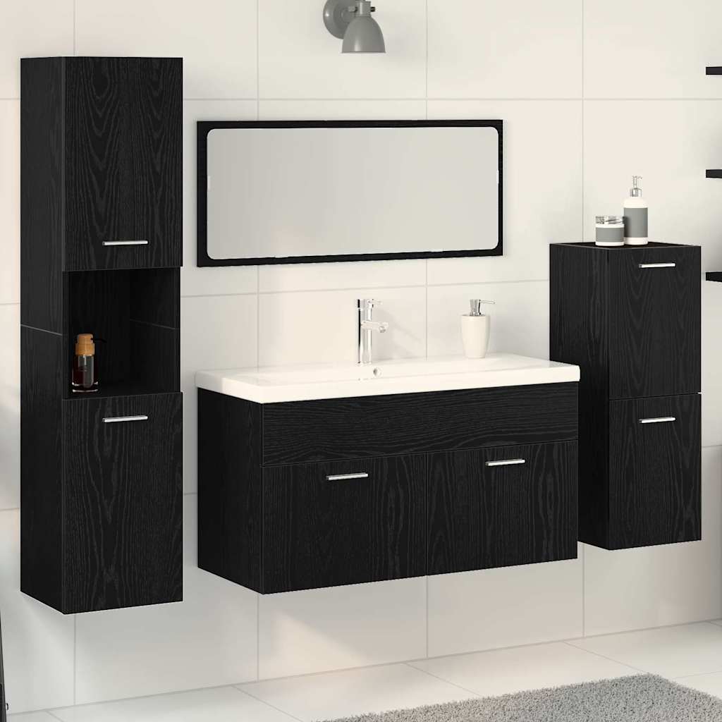 Bathroom Furniture Set 4 pcs Black Oak 80 x 38.5 x 45 cm