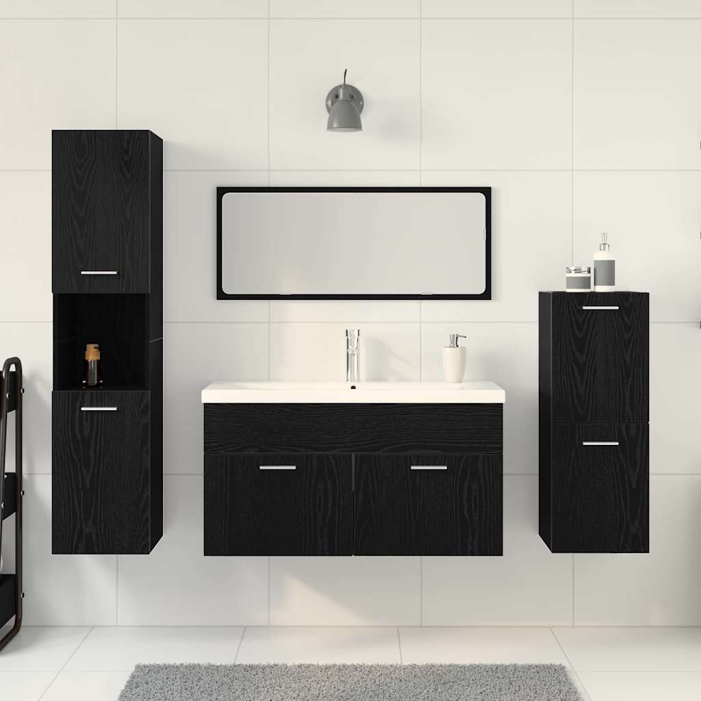 Bathroom Furniture Set 4 pcs Black Oak 80 x 38.5 x 45 cm