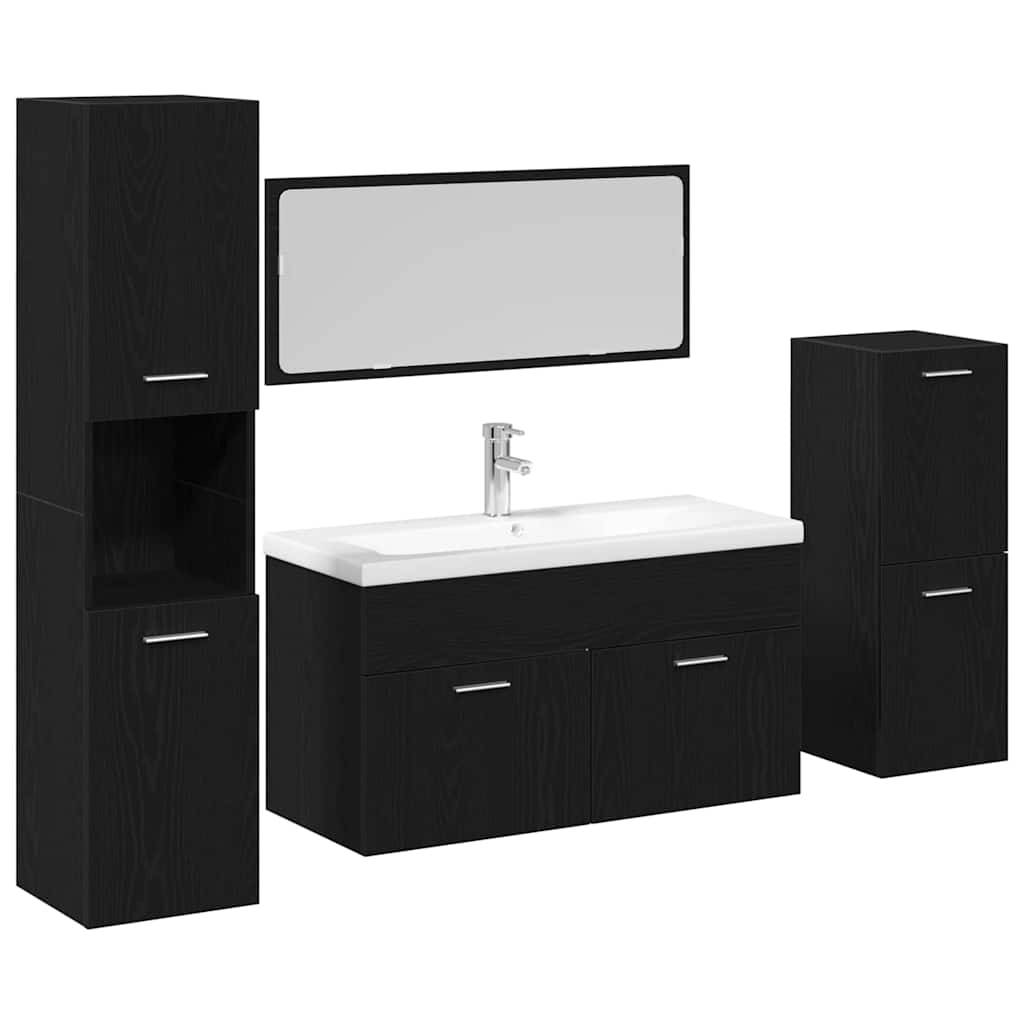 Bathroom Furniture Set 4 pcs Black Oak 80 x 38.5 x 45 cm