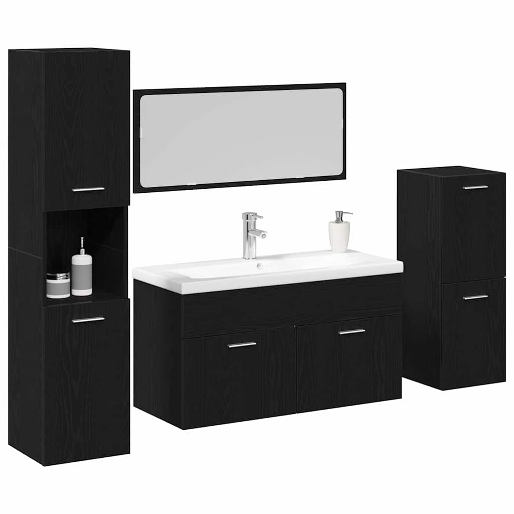 Bathroom Furniture Set 4 pcs Black Oak 80 x 38.5 x 45 cm