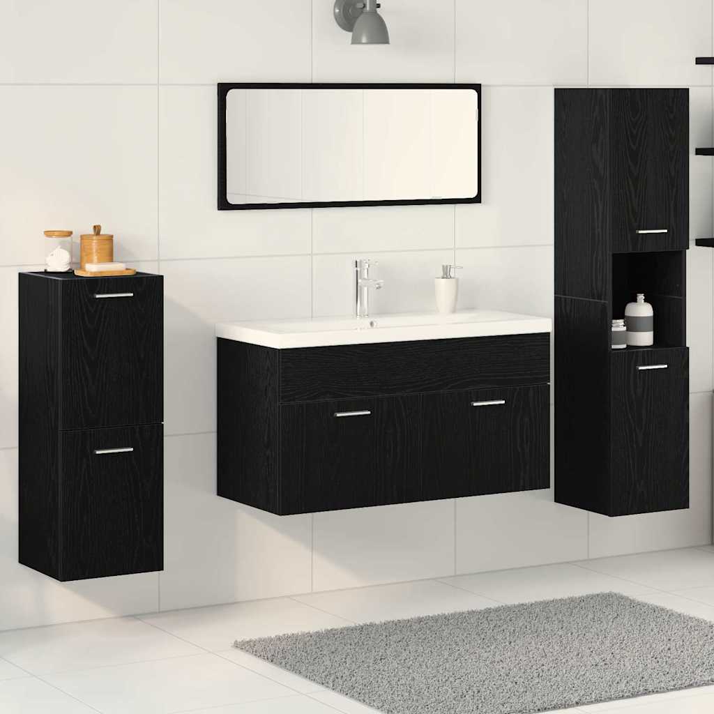 Bathroom Furniture Set 5 pcs Black Oak 30 x 30 x 130 cm