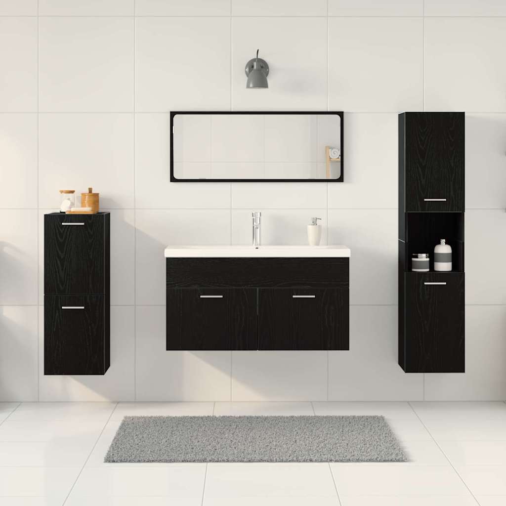 Bathroom Furniture Set 5 pcs Black Oak 30 x 30 x 130 cm