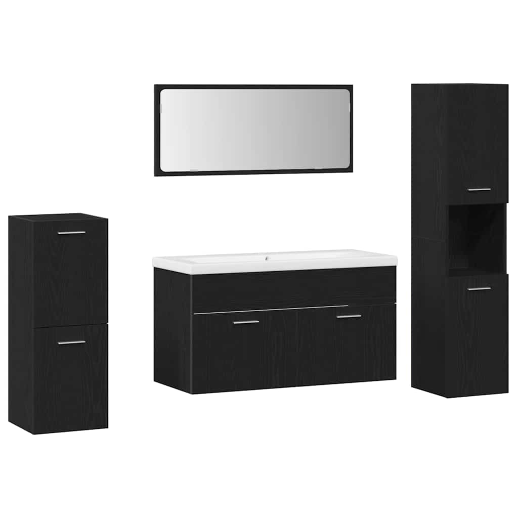 Bathroom Furniture Set 5 pcs Black Oak 30 x 30 x 130 cm