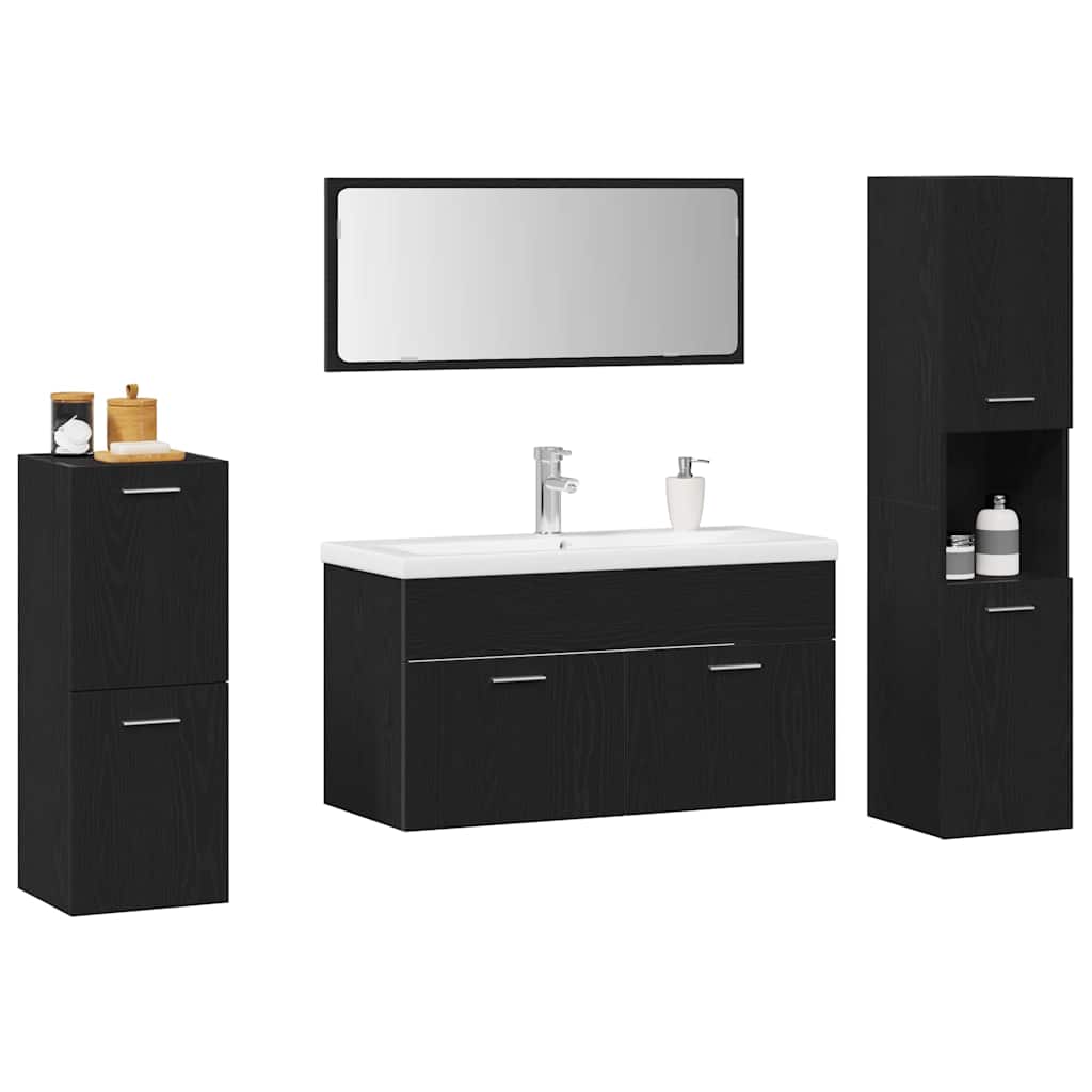 Bathroom Furniture Set 5 pcs Black Oak 30 x 30 x 130 cm
