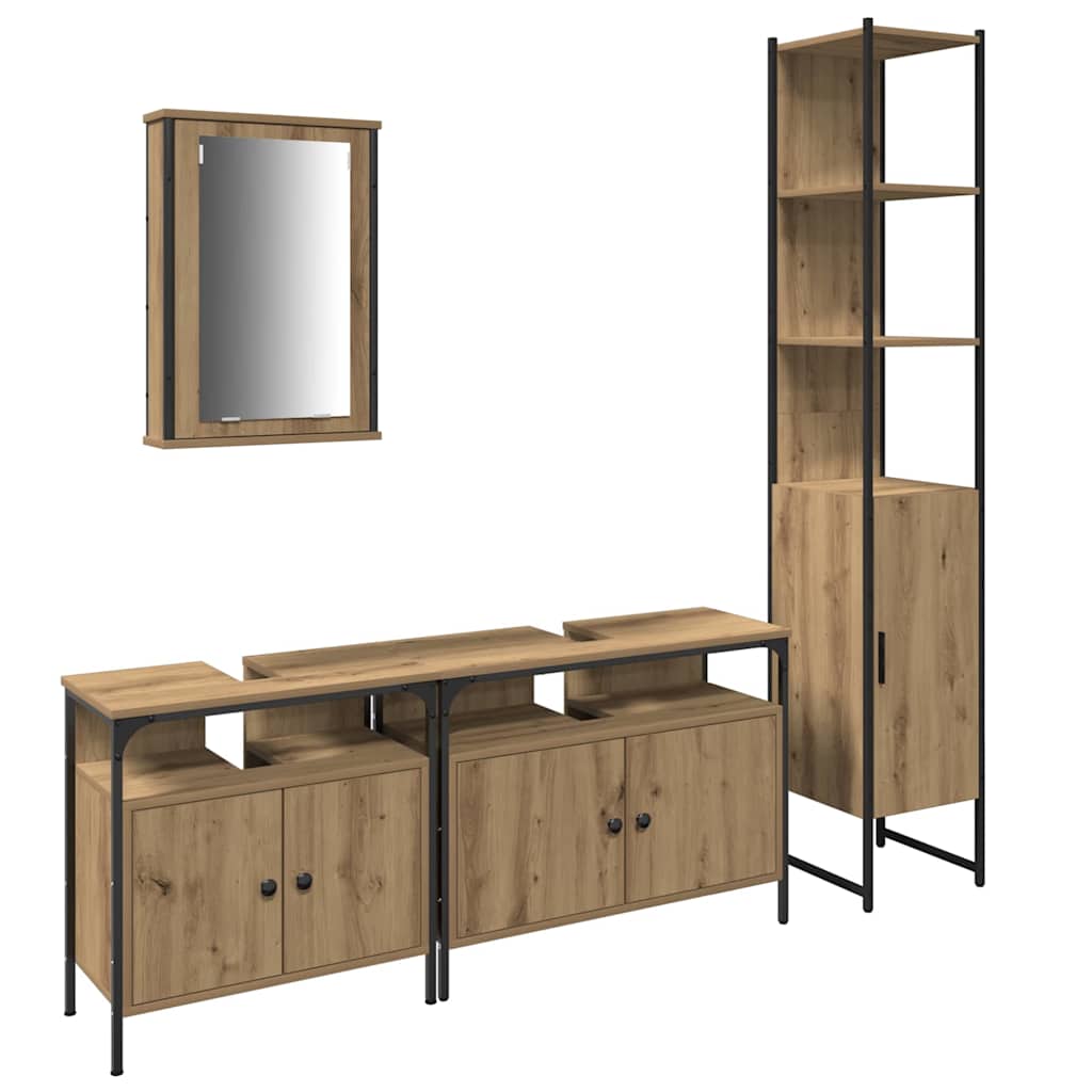 Bathroom Furniture Set 4 pcs Artisan oak 33 x 33 x 185.5 cm