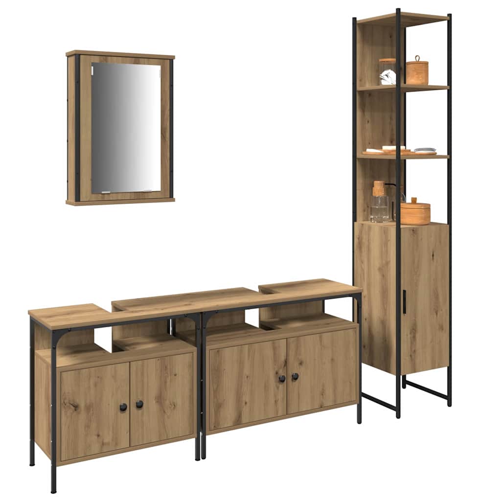 Bathroom Furniture Set 4 pcs Artisan oak 33 x 33 x 185.5 cm